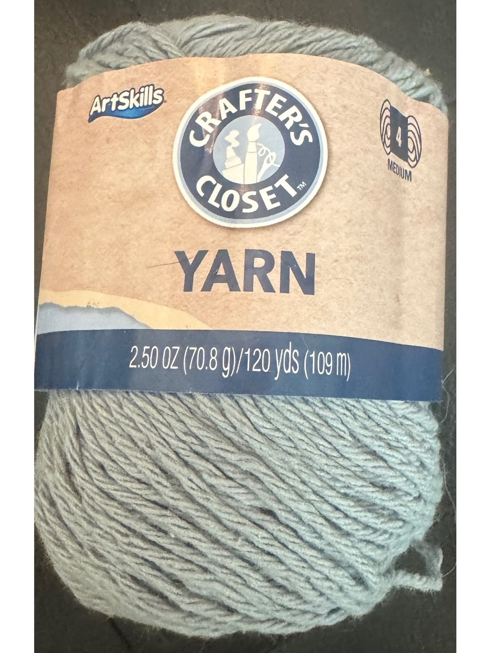 Crafter's Closet ArtSkills Medium Weight 100% Cotton Yarn 120 Yards Gray